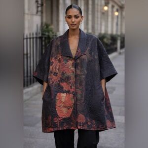 Neslay Floral Quilted Coat with Short Sleeves with sunflower